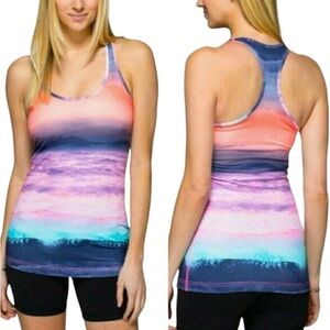 Lululemon Athletica cool tank raser back beachscspe print size xs